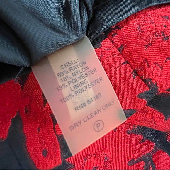 Tommy Hilfiger Floral Jacquard Dress Size 2 A Line Sleeveless Red and Black - Picture 10 of 11